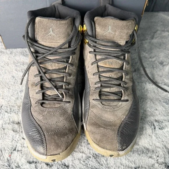 Jordan 12 Retro Dark Grey Wolf Grey Gold Mens Basketball Shoes 130690-005 Size 9 - Picture 4 of 11